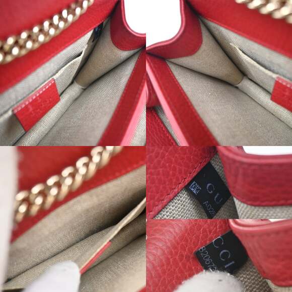 Gucci Leather Interlocking Shoulder Bag Red - Picture 6 of 7